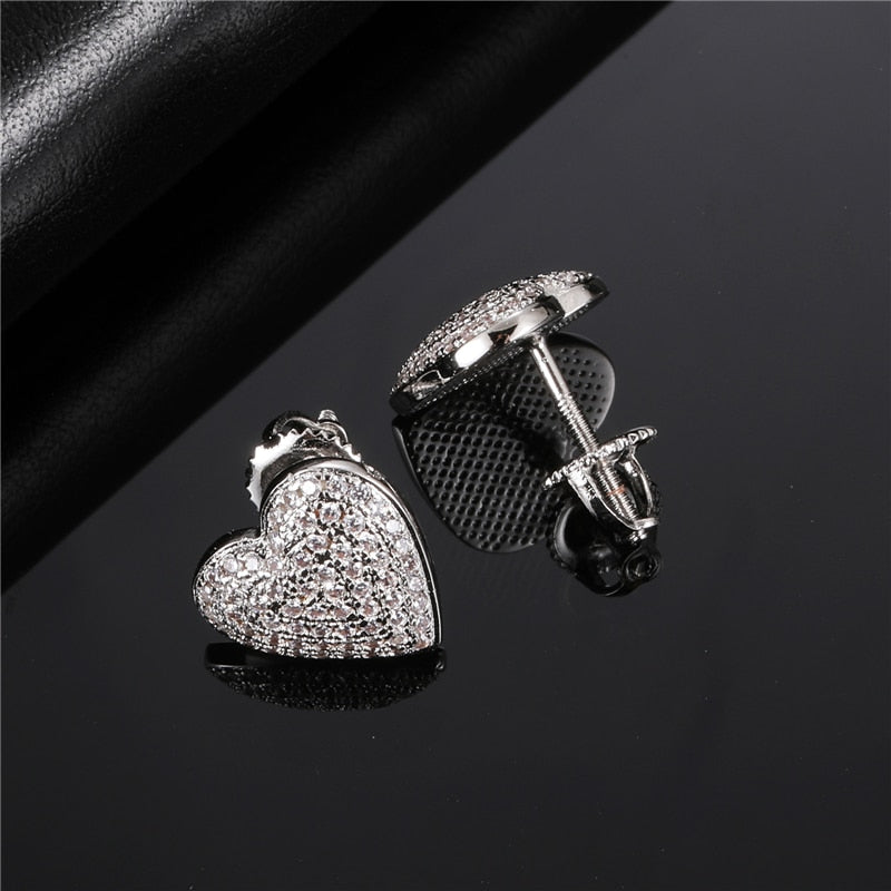 Heart Shape Cubic Copper Earrings