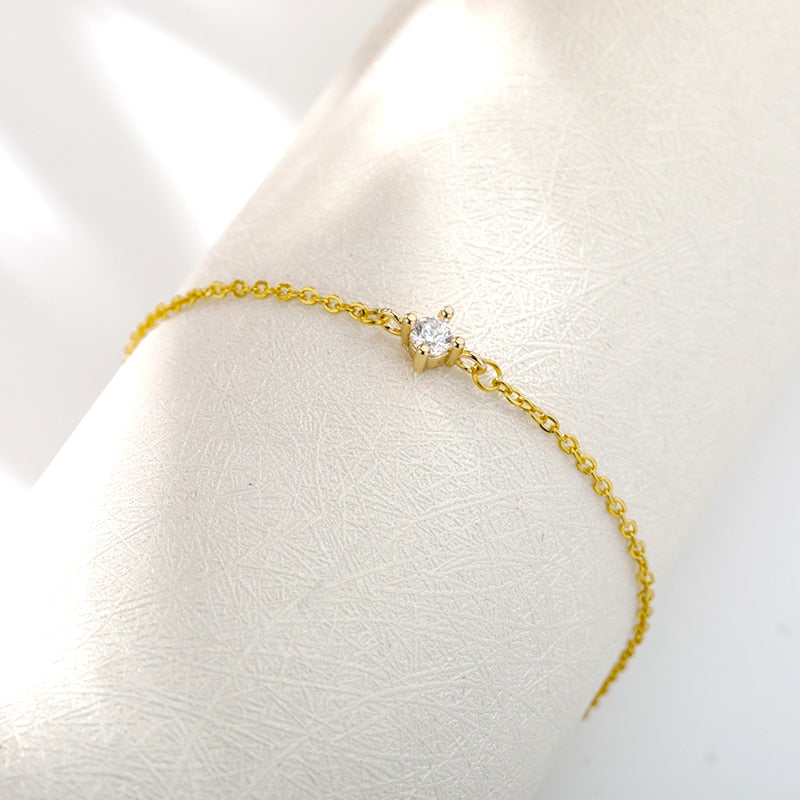 Single Zircon Circle Bead Bracelets For Women