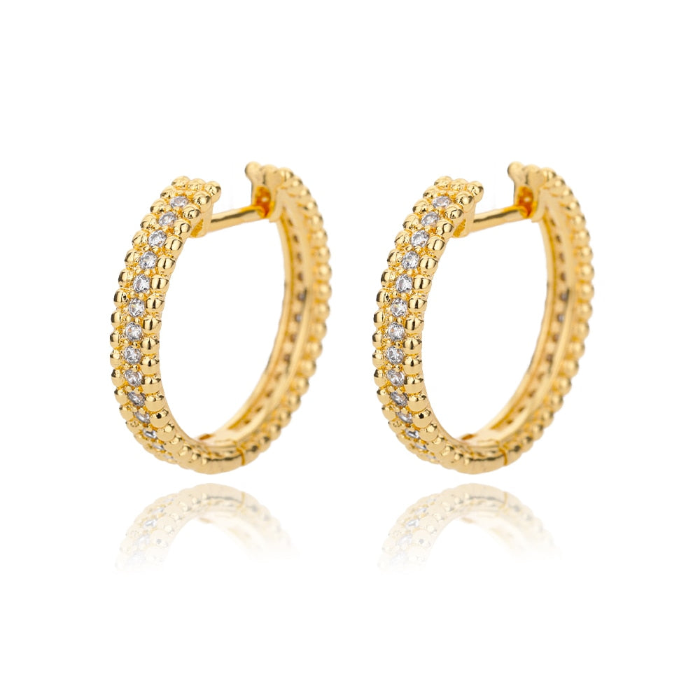 Zircon Round Stud Earrings For Women