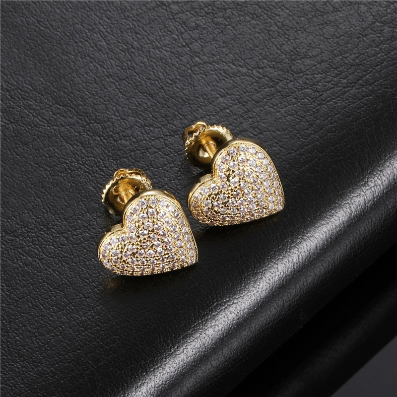 Heart Shape Cubic Copper Earrings