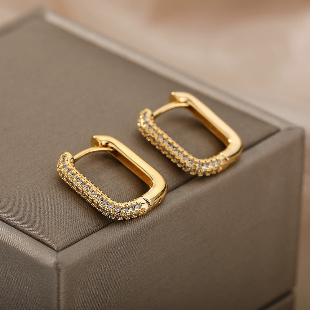 Square Circle Hoop Earrings For Women