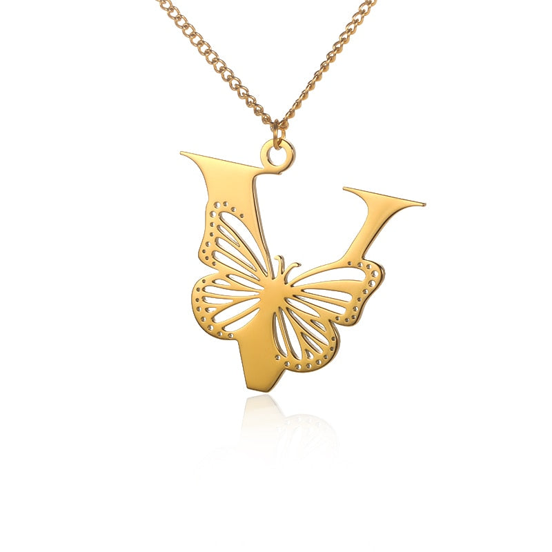 Dainty Big Butterfly Letters Necklaces For Women