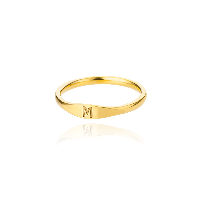 Stainless Steel Initial Letter Rings For Women