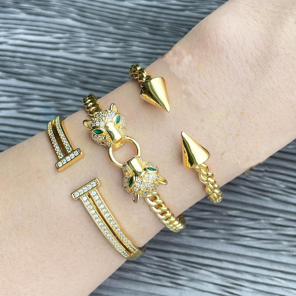 Zircon Leopard Head Bracelets For Women & Men