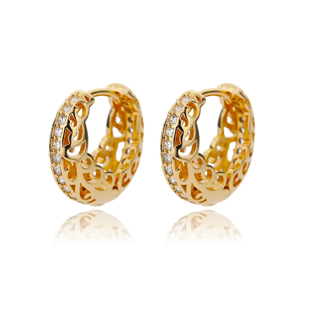 Zircon Round Stud Earrings For Women