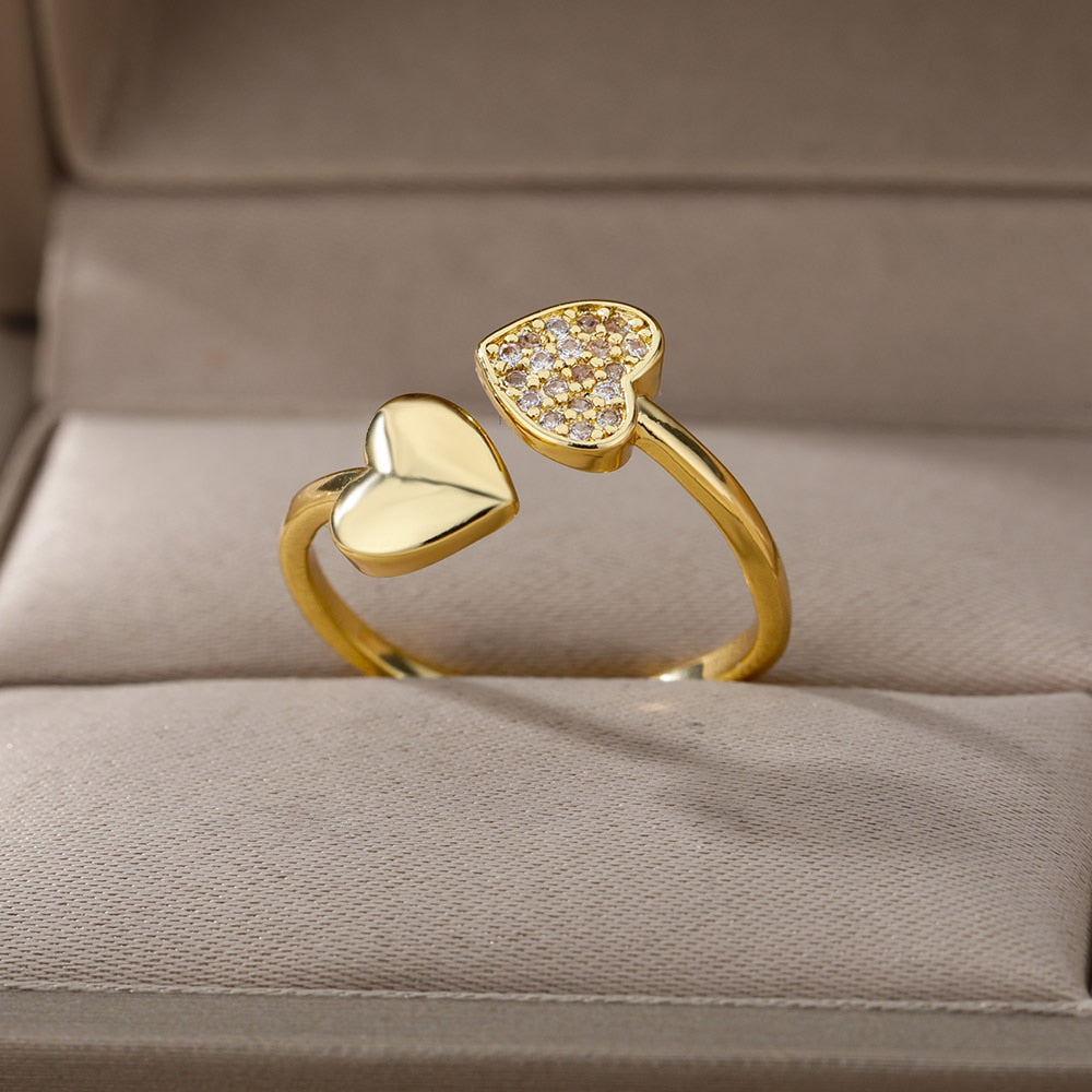 Women Bee Butterfly, Moon Heart Ring