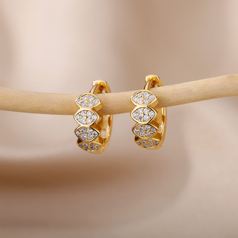 Heart Zircon Hoop Earrings for Women