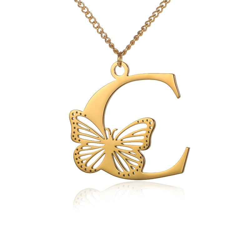 Dainty Big Butterfly Letters Necklaces For Women