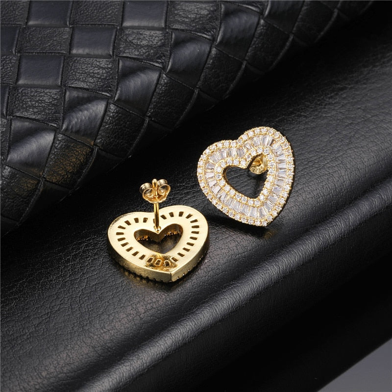 Heart Shape Cubic Copper Earrings