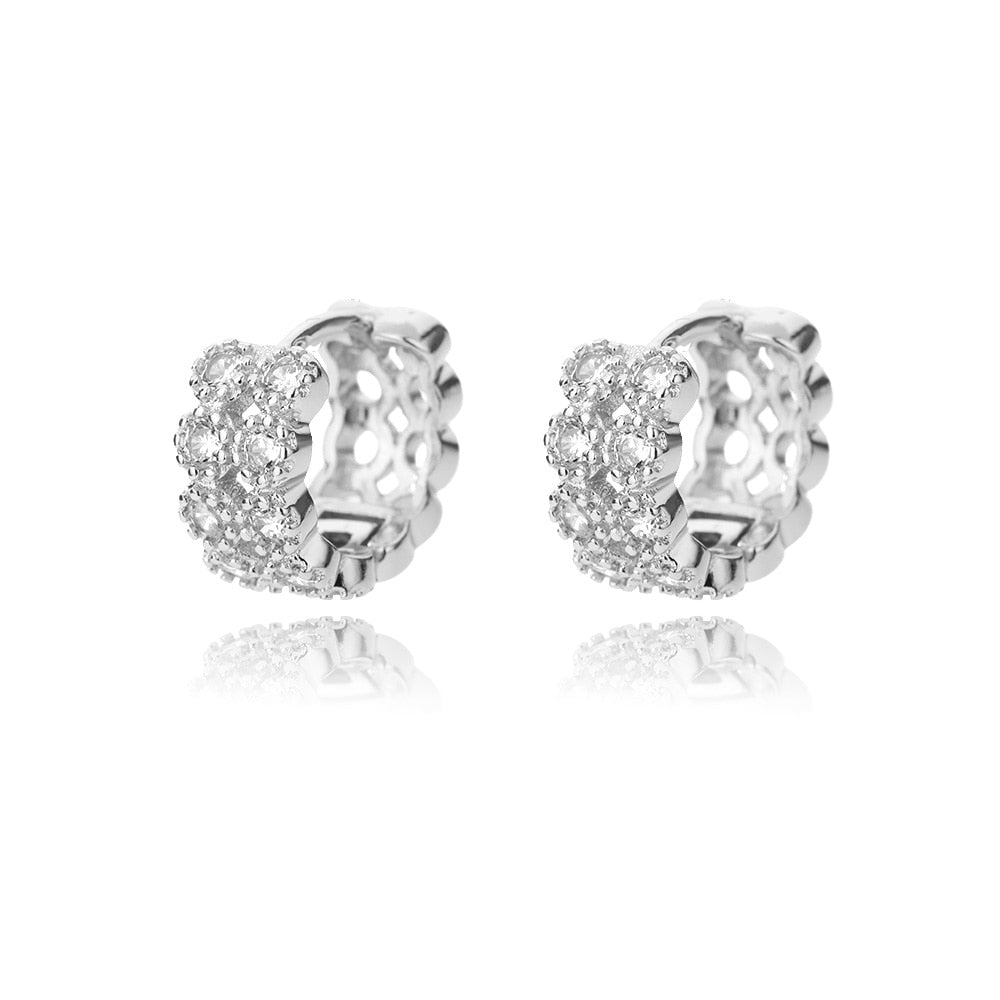 Zircon Round Stud Earrings For Women
