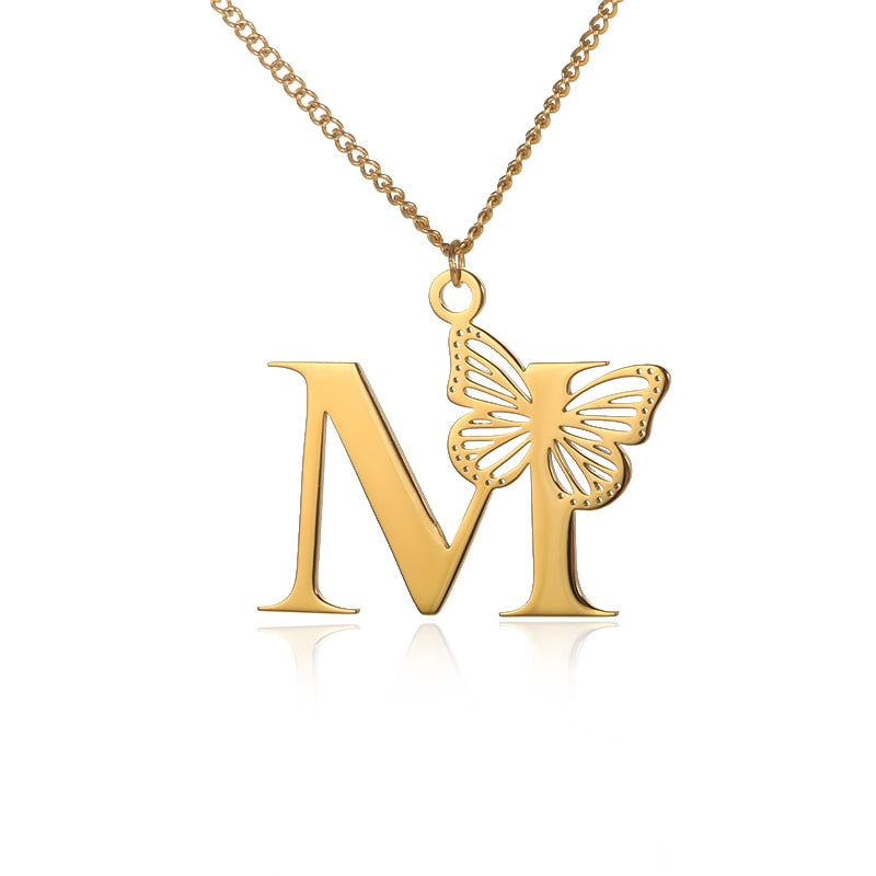 Dainty Big Butterfly Letters Necklaces For Women