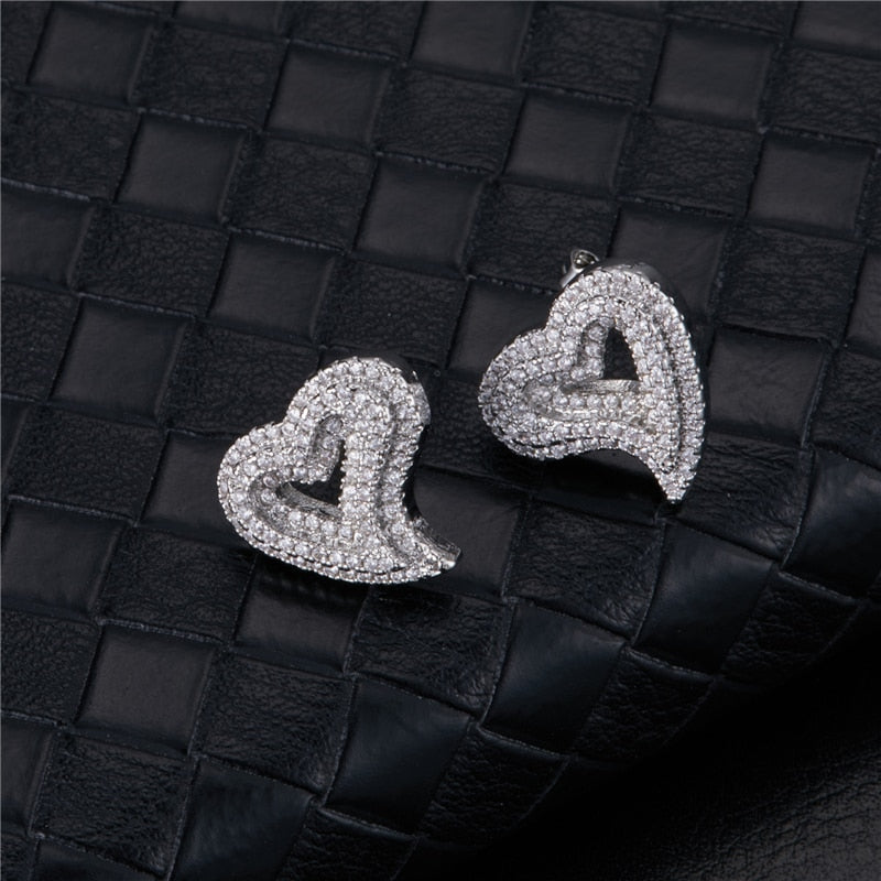 Heart Shape Cubic Copper Earrings