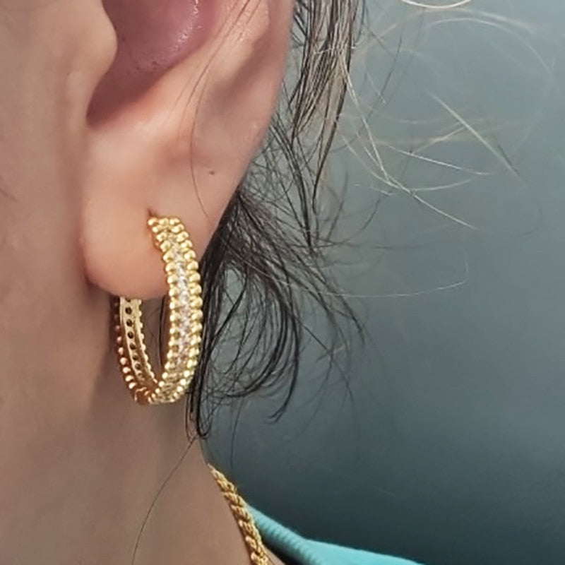 Zircon Round Stud Earrings For Women
