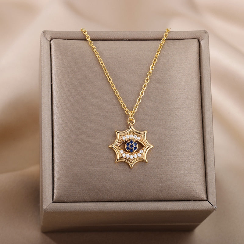 Zircon Evil Eye Pendant Necklace For Women