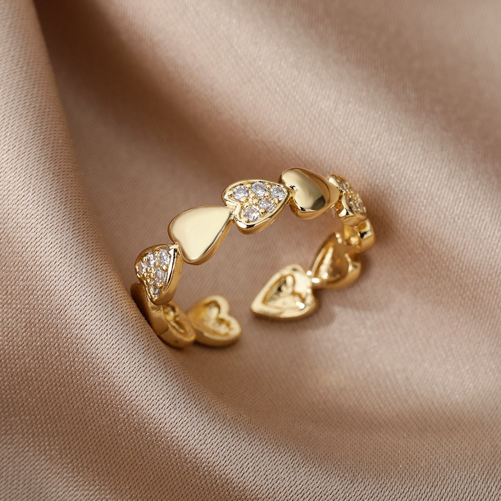 Women Bee Butterfly, Moon Heart Ring