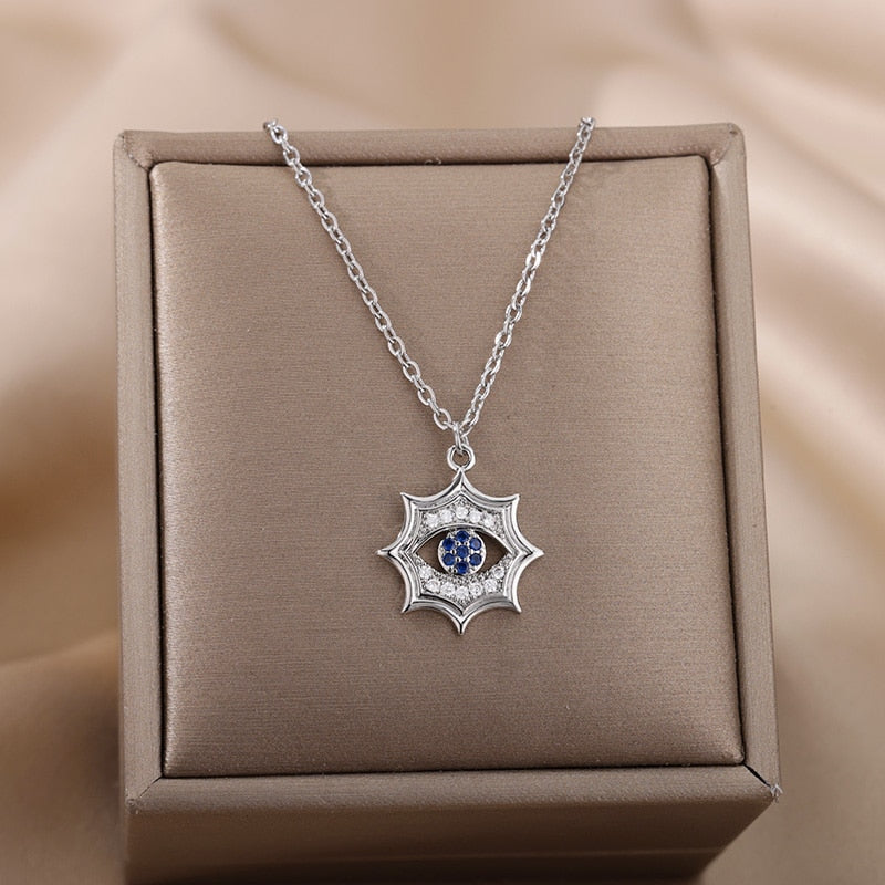 Zircon Evil Eye Pendant Necklace For Women