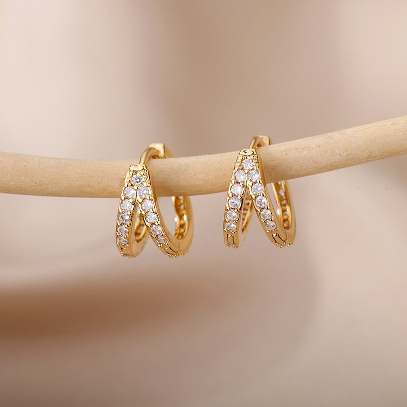 Heart Zircon Hoop Earrings for Women