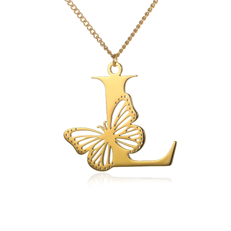 Dainty Big Butterfly Letters Necklaces For Women