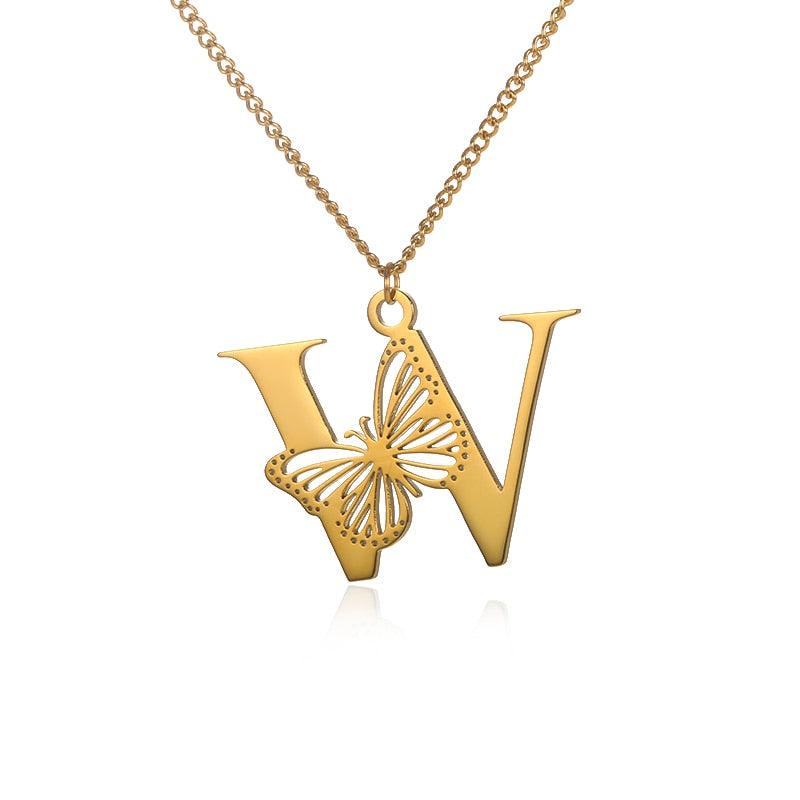 Dainty Big Butterfly Letters Necklaces For Women