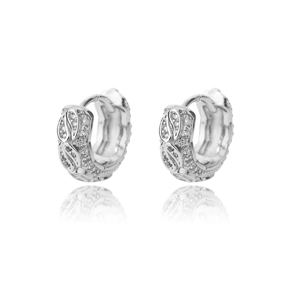 Zircon Round Stud Earrings For Women