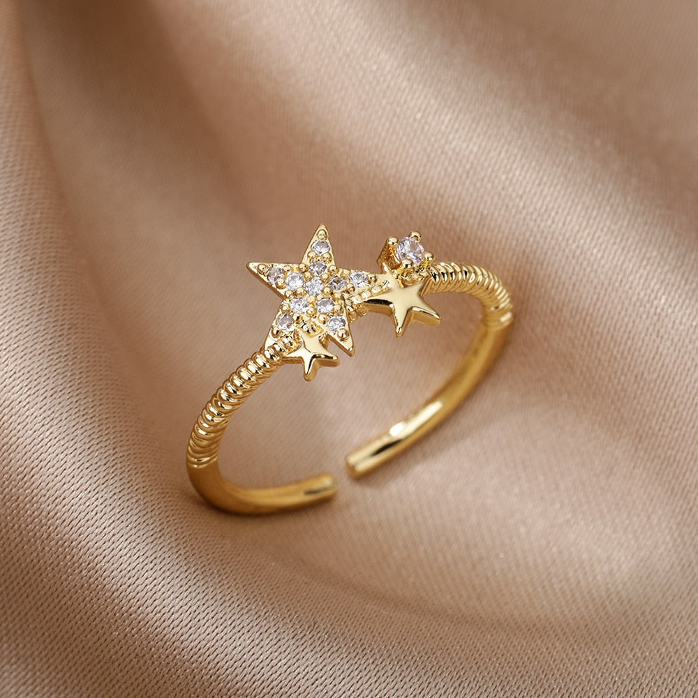 Women Bee Butterfly, Moon Heart Ring