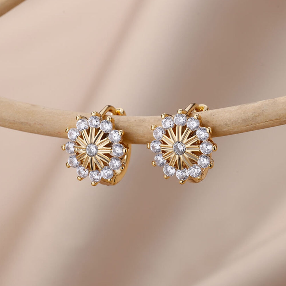 Heart Zircon Hoop Earrings for Women