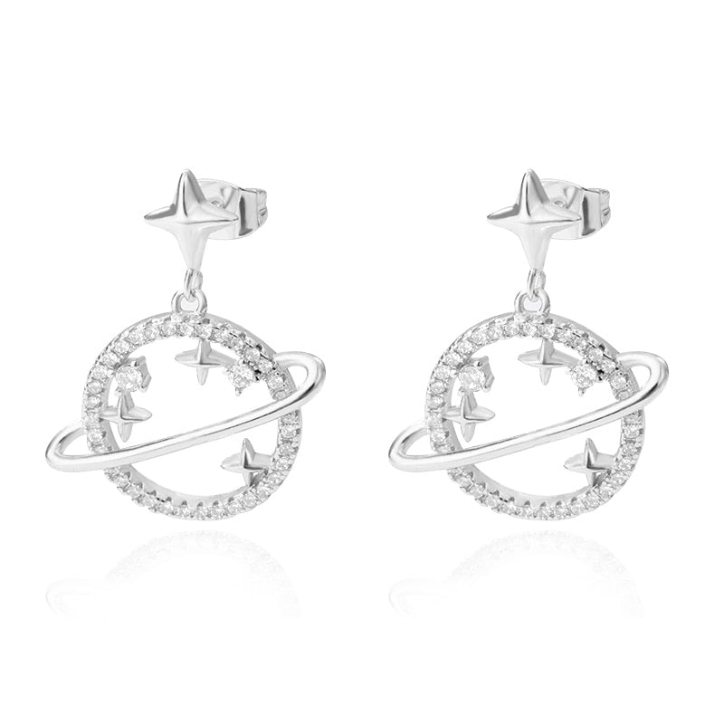 Zircon Round Stud Earrings For Women
