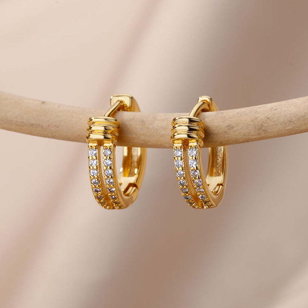 Heart Zircon Hoop Earrings for Women