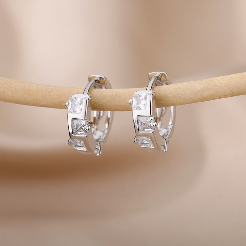 Heart Zircon Hoop Earrings for Women