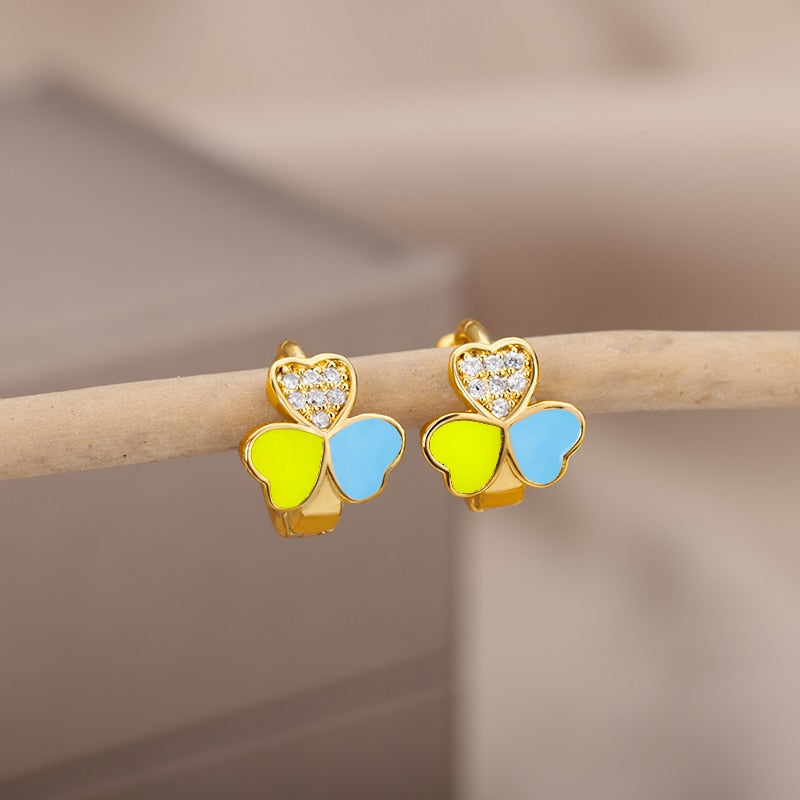Heart Zircon Hoop Earrings for Women