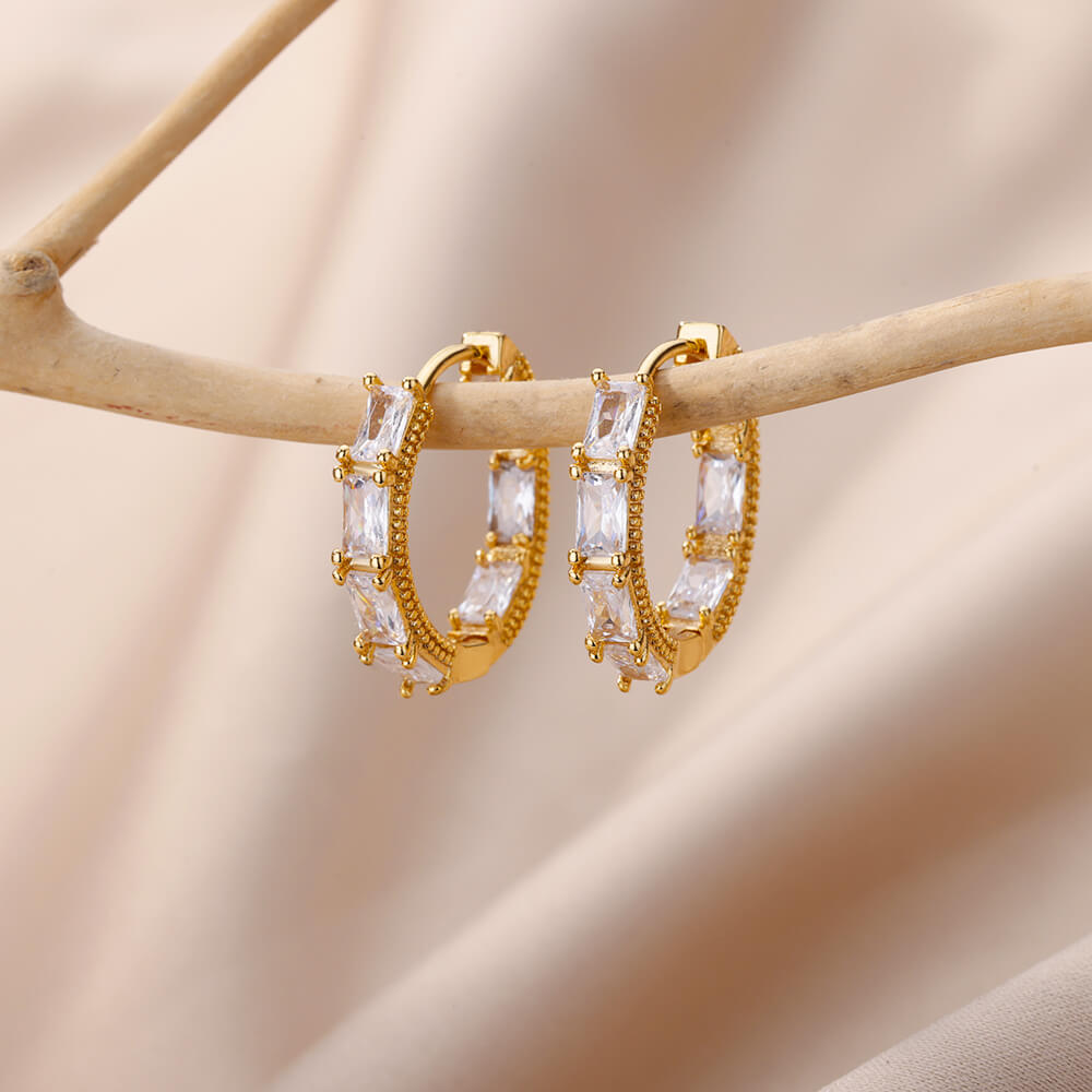 Heart Zircon Hoop Earrings for Women