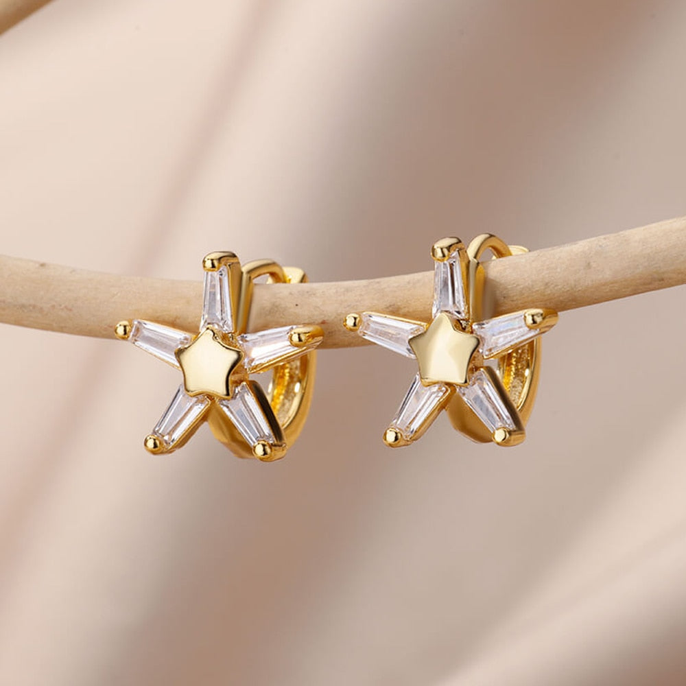 Heart Zircon Hoop Earrings for Women