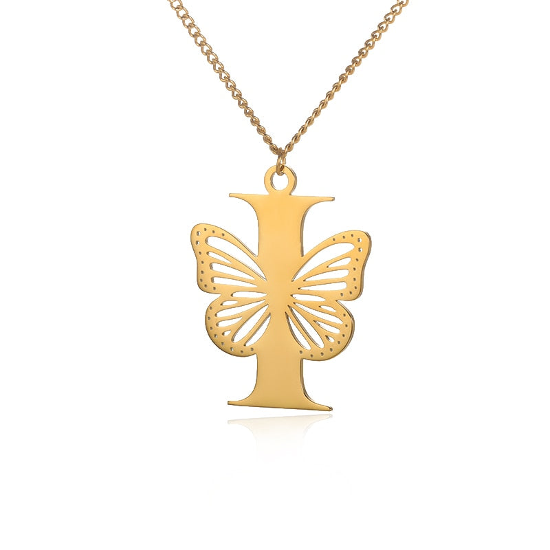 Dainty Big Butterfly Letters Necklaces For Women