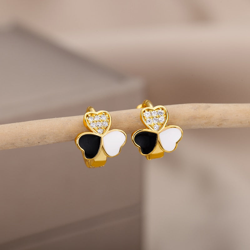 Heart Zircon Hoop Earrings for Women