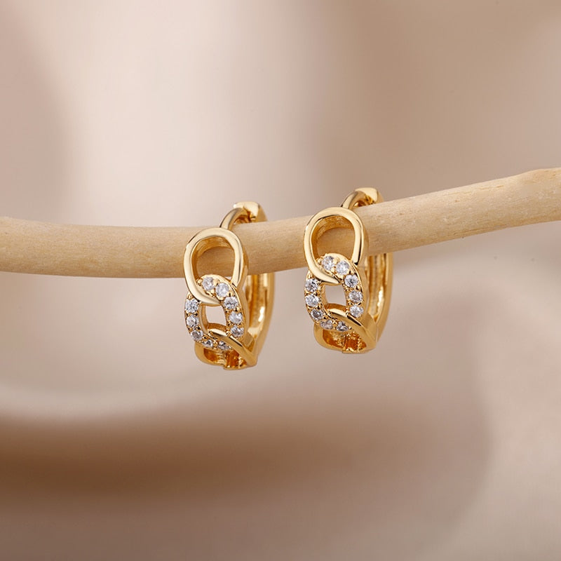 Heart Zircon Hoop Earrings for Women