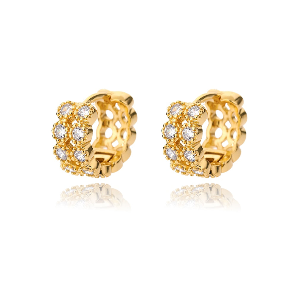 Zircon Round Stud Earrings For Women