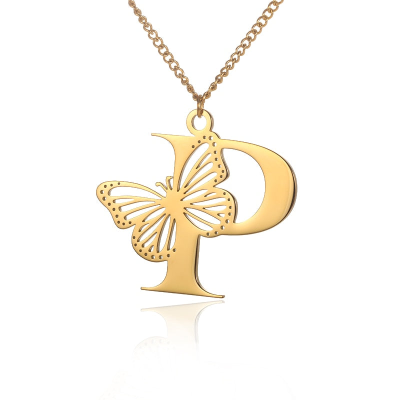 Dainty Big Butterfly Letters Necklaces For Women
