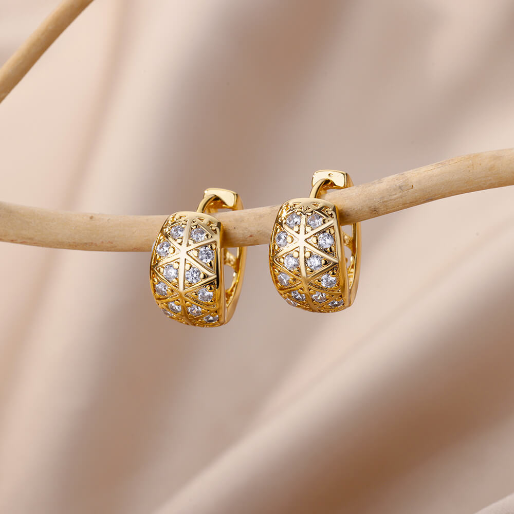 Heart Zircon Hoop Earrings for Women