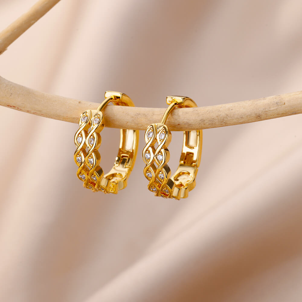 Heart Zircon Hoop Earrings for Women