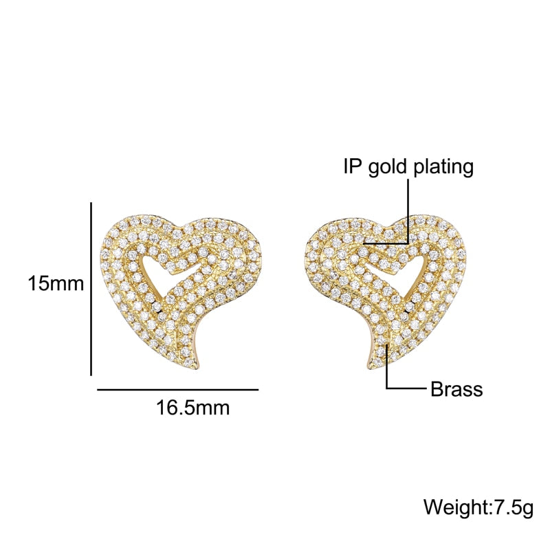 Heart Shape Cubic Copper Earrings
