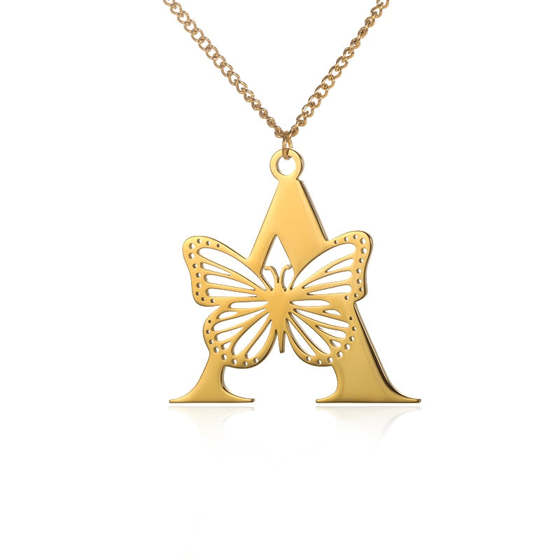 Dainty Big Butterfly Letters Necklaces For Women