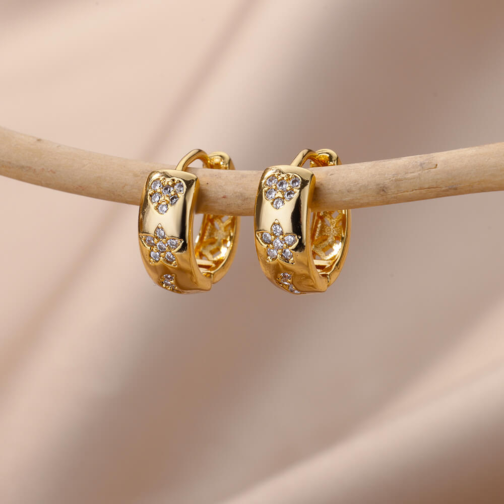 Heart Zircon Hoop Earrings for Women