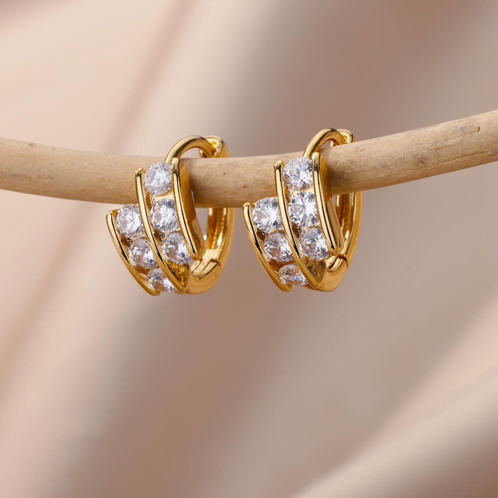 Heart Zircon Hoop Earrings for Women