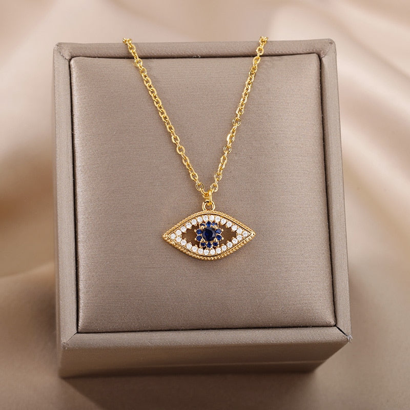 Zircon Evil Eye Pendant Necklace For Women