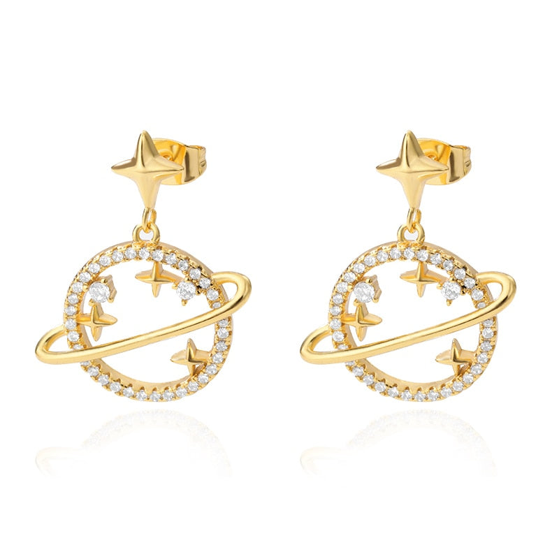 Zircon Round Stud Earrings For Women