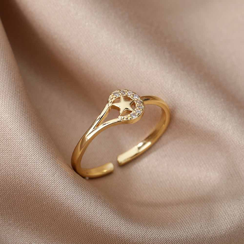 Women Bee Butterfly, Moon Heart Ring