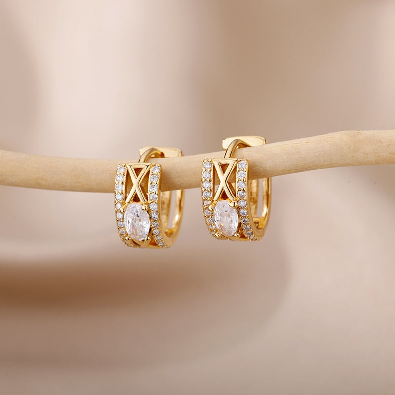 Heart Zircon Hoop Earrings for Women