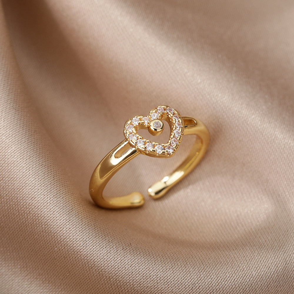 Women Bee Butterfly, Moon Heart Ring