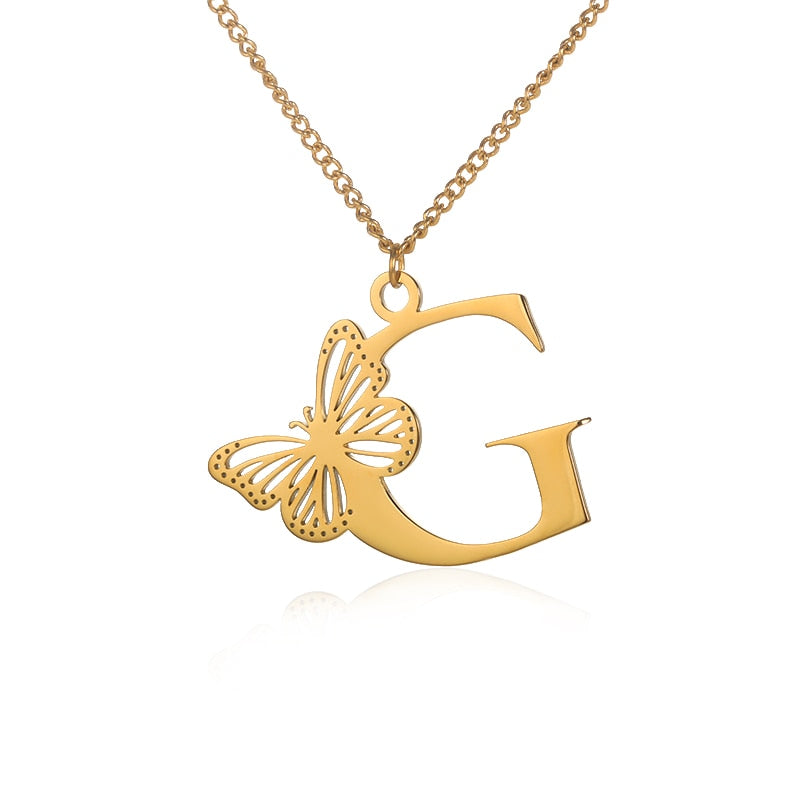 Dainty Big Butterfly Letters Necklaces For Women