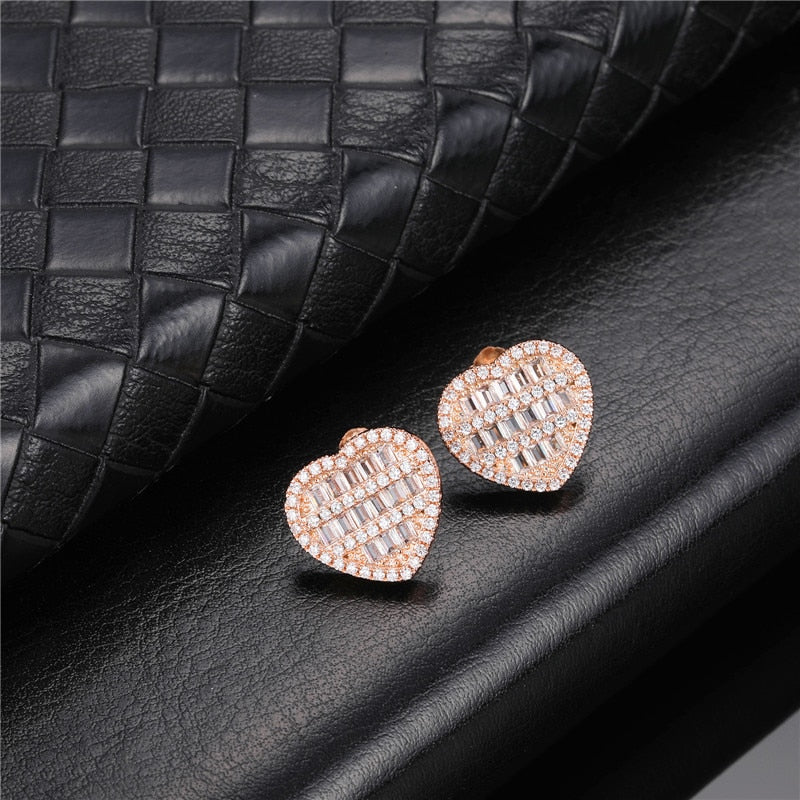 Heart Shape Cubic Copper Earrings